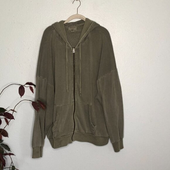 American Eagle Green Jegging Fit Zip Hoodie Sweatshirt Oversized - Picture 2 of 6